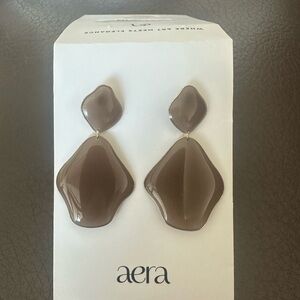 Aera Brown Statement Arty New Earrings